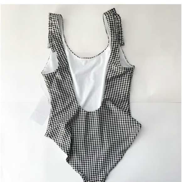 Amanda Uprichard High Thigh Low Back Ruffle One Piece Swimsuit Size Small - Picture 7 of 11